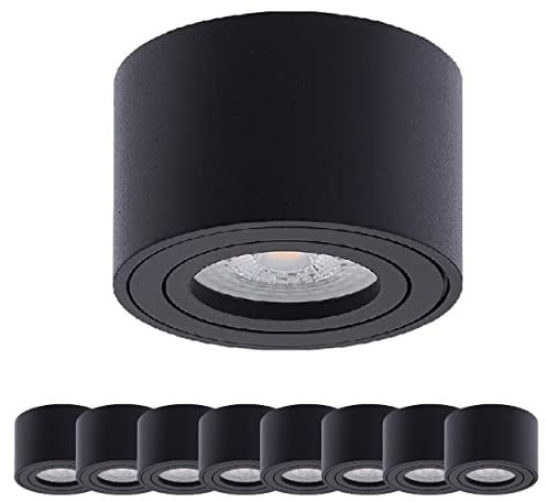 Oktaplex 9 Stück Aufbaustrahler Lile Schwarz - inkl. LED Modul 4,8W 230V 4000K Neutralweiß 80x50mm Aufputz Aufbauleuchte Aufbauspot Aluminium Schwenkbar