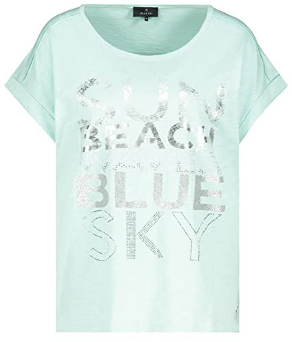 MONARI Camiseta para mujer con texto en purpurina, hilo de llama, Fresh Mint., 48