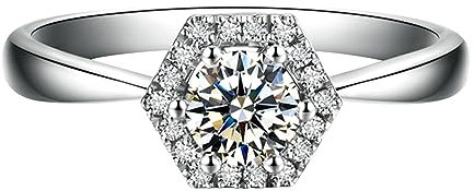 AMDXD Solitärring Diamant, Eheringe 18K Weißgold Sechseck Pärchen Ringe Weiß, Gr.50 (15.9), Echte Goldschmuck