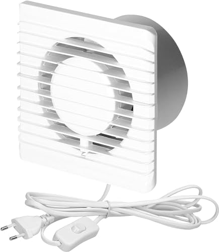 Miratic Extractor de Baño Silencioso 125mm, Extractor de Aire de Montaje en Superficie de Pared, Ventilador Baño - Extractor de Baño Ideal para la Ventilación del Hogar y Oficina (con interruptor)