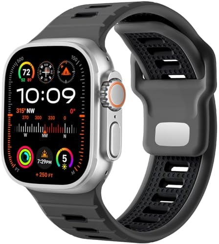 CeMiKa Sport Armband Kompatibel mit Apple Watch Ultra 2/Ultra Armband 49mm 45mm 46mm 44mm 42mm Herren, 26mm Verstellbare Silikon Sport Loop Ersatzbänder für iWatch Series 10 9 8 7 SE 6 5 4 3 2 1