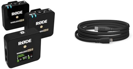 RØDE Wireless GO II Sistema de micrófono inalámbrico ultracompacto de Doble Canal Wireless GO II + Cable SC19 USB-C a Lighting (1,5 m - Compatible con iOS)