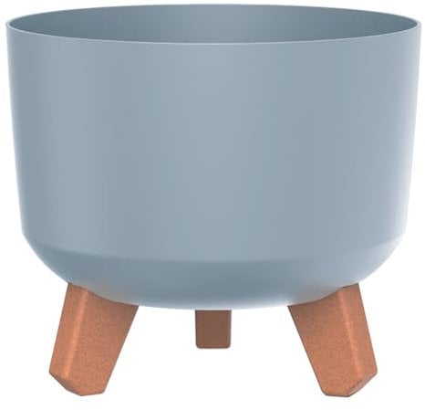 Prosperplast Gracia Pot de fleurs avec pieds amovibles avec insert pour l'intérieur et l'extérieur - Pot de fleurs rond en plastique (gris clair, diamètre : 200 mm)