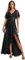 Ever-Pretty Women's Maxi Evening Dresses Sequin Embroidered Double V Prom Dress with Ruffles Sleeve Bridesmaid High-Low Dress Black 14UK