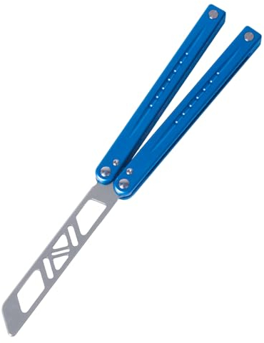 Andux Balisong Cuchillo Mariposa CNC Eficaz Sistema de Buje 6061 Mango de Aluminio Bloqueo Libre CNC-H01 (Azul)