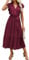 Adigaber Femme Mousseline Robe d'été Longue Robe Elégante A-Line Robe col V à Volants avec Ceinture