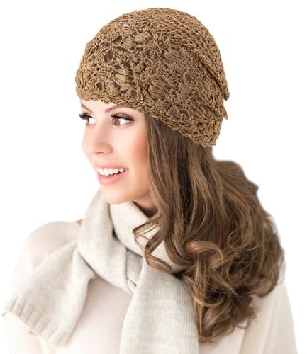 Nogsay Damen Sommer Strickmützen Handgemacht Häkelmütze Slouch Beanie Mütze Dünne Leichte Sommermütze