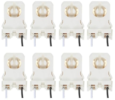 PATIKIL T8 Lampenfassung, 8 Stück nicht geschaltete Sockel für LED integrierte Leuchtstoffröhren, G13-Basis mit Kabeln, Weiß
