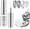 MIZHSE Silber Nagellack, Gel Liner Nail Art, Silver Metallic Painting Gel, 3D Metal Glossy Drawing UV Nagellack 7ML für Painting Nail Design Soak Off Manicure Nail Art 1PC
