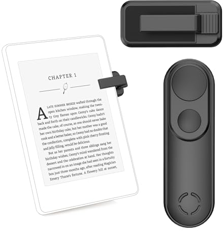 Inncarvs RF Remote Control Page Turner for Kindle Reading Accessories, Camera Remote Shutter Selfie Controller, for iPad iPhone Android Tablets E-Book Reading Noels, Black