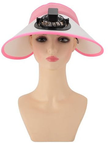 Sonnenschutz Mütze mit Ventilator für Frauen, Großflächiger Sonnenschutz, 3-Gang-Verstellbarer Lüfter Hut, Wiederauf Ladbare Batterie für Outdoor-Sommer-Camping-Strand Fischen