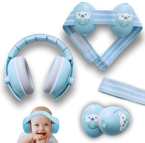 Casque Anti-Bruit pour Bébé - Protection Auditive Confortable et Réglable pour Nouveau-nés et Tout-Petits - Idéal pour Concerts, Voyages et Siestes (Bleu)