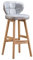 WFRUEDWC Holzstuhl, Barmöbel, Restauranthocker mit PU-Kissen, verstärkten Pedalen und Rutschfester Fußmatte, Sitzhöhe 65 cm (Farbe: Silber)