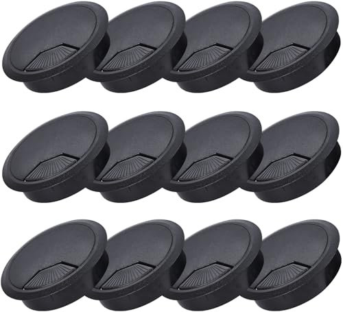 12 Pcs Desk Grommet 80mm, Desk Hole Cover, Desk Cable Grommet, Desk Cable Hole Cover, Cable Grommet (Black)