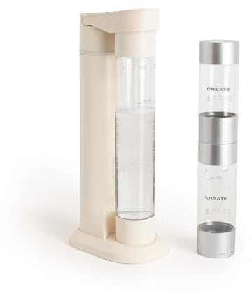 CREATE/SODA MAKER STUDIO/Wassersprudler 1L Sand + Doppelflasche 500ml + 350ml / Keine CO2-Flaschen enthalten, kohlensäurehaltig in 4 Schritten, BPA-freie Flasche, keine Stecker