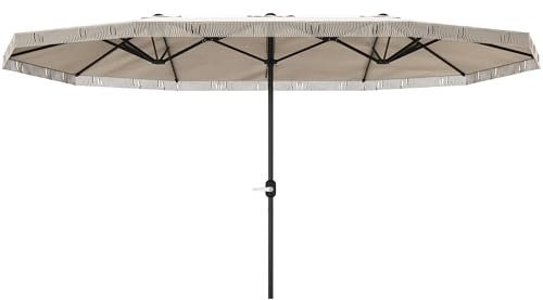 Outsunny Sombrilla Doble 4,5x2,65 m Sombrilla Terraza Exterior con Manivela Manual Resistente al Agua y Protección UV30+ Sombrilla Grande para Terraza Playa Piscina Crema