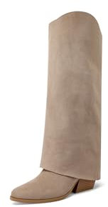 QUEEN HELENA Camperos Alti Stivali Texani a Gambale Largo con Tacco Donna X31-109 (Khaki, Sistema Taglie Calzature EU, Adulto, Donna, Numero, Media, 41)