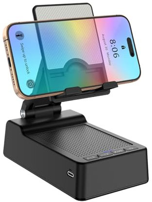 taopodo Multifunctional Cell Phone Stand with Wireless Bluetooth Speaker and Anti-Slip Base, HD Stereo Compatible with Multiple Devices, Tech Gadgets Gifts for Men/Women/Parents/Child (Blue)