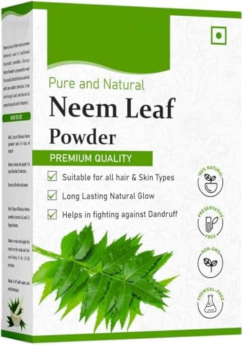 100% Neem Pulver für Gesichtspackung (200 Gramm), Haut & Haar | Anti-Pickeln, antibakteriell, gegen Schuppen | 100% rein und natürlich | ohne Chemie, ohne Konservierungsstoffe, parabenfrei