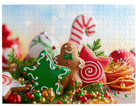 500Pcs,Jigsaw Puzzles for Adults Challenging Puzzles, Puzzle Game for The Whole,Gingerbread Man Candy