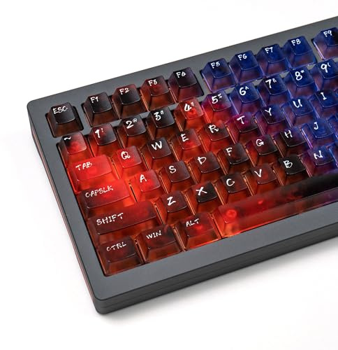 119keys Keyboard Keycaps Shine Through Clear Red Purple Keycap Set, Cherry Transparent Key Caps for Cherry Gateron Mx Switches Mechanical Keyboard