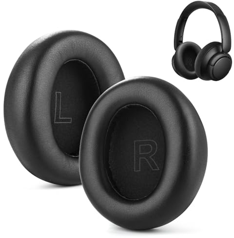 2Pcs Stück Ersatz-Ohrpolster, weichere Protein-Leder-Ohrpolster, Ersatz-Ohrpolster, kompatibel mit Anker Soundcore Life Q30/Q35 Kopfhörern (schwarz)