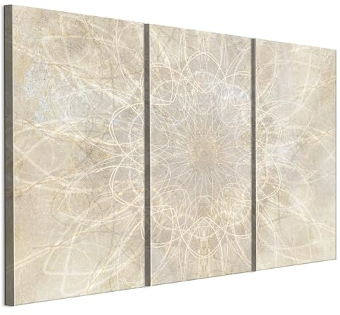 LUMASOUL Wandbilder 3er Set für Wohnzimmer Mandala 19 135x90 cm | 3-teiliges Leinwandbild für Schlafzimmer, Flur, Büro und Küche