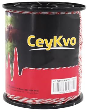 CeyKvo Set di recinzioni elettriche per cavalli, 500 metri, filo conduttivo in acciaio inox, a righe rosse e bianche