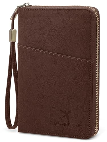 GOUNNU Reisepasshülle PU Leather Reisepass Hülle Familie Passport mit RFID Blockier Reisepass Tasche Familie Passport Cover Organizer Travel Essentials Reiseorganizer (Kaffee)