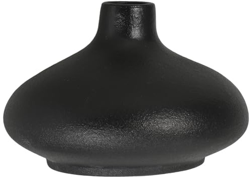Vase Décoratif à Fleurs en Céramique Rétro Chic, Noir | , Effet Décoratif, pour Fleurs Séchées, Style Simple et Élégant, Usage Intérieur