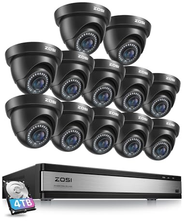 ZOSI 12er 1080P Überwachungskameras 16CH H.265 + DVR 4 TB Personenerkennung | und Fahrzeugerkennung für Heimüberwachung 24/7, Nachtsicht 24 m, Sofortwarnung und Fernzugriff