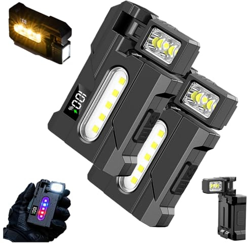 Rechargeable EDC Flashlight with Rotable Lamp Head,400 Lumens Super Bright Mini EDC Light,7 Modes Flat Pocket Flashlights,G5 Magnetic Flashlight with Keychain for Outdoor Emergency Camping Daily