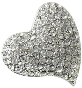 JEWEDECO Broche Délicate en Alliage et Cristaux de Cœur Blanc, Épingle à Poitrine Légère pour Décorer Vêtements et Chapeaux, pour Festival ou Anniversaire