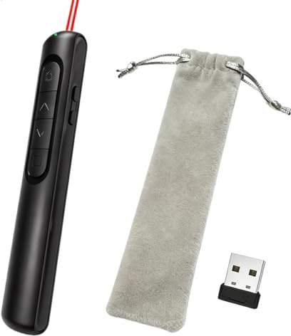 KEUPOK PowerPoint Laserpointer, kabellose Präsentationsfernbedienung, lange Reichweite, leistungsstarker Laserpointer, Plug-And-Play, mit 1 Aufbewahrungstasche