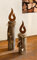 Dekoleidenschaft 2er Set Säule “Flammendes Herz” aus Holz, 33 cm & 45 cm hoch, Holzsäule, Tischsäule