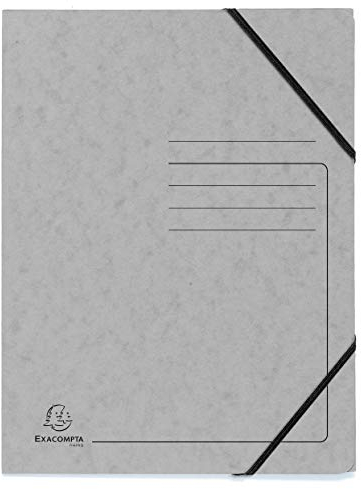 Exacompta 555471E 5er Pack Premium Eckspanner-Mappe. Made in Germany. Aus extra starkem Colorspan-Karton DIN A4 mit 2 Gummizügen Sammelmappe Dokumentenmappe ideal für Büro und Schule grau