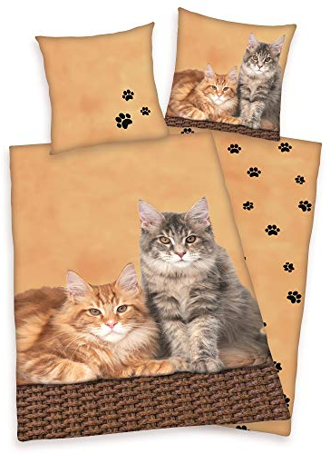 Herding Wende Bettwäsche Set Katzen Bettwäsche 135 x 200cm