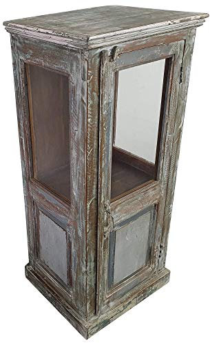 Indoortrend Kommode Hochkommode Vitrine Glas Massiv Holz Vintage Shabby Chic Old Design