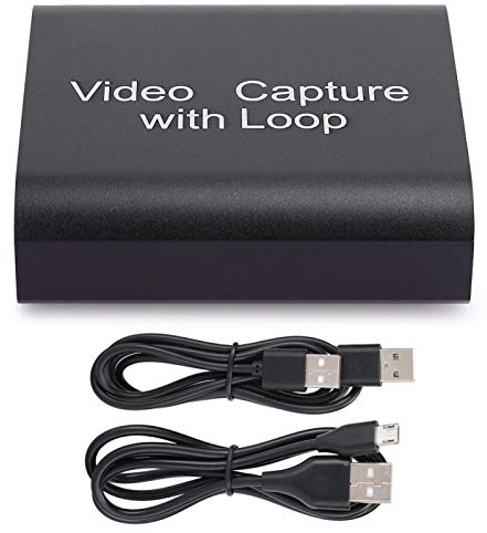 KIKYO Carte de Capture, Carte de Capture Vidéo USB3.0 avec Sortie en Boucle, Carte de Capture HDMI 4K Ultra HD Adaptée pour la Console de Jeu PS4 / PS3 / Xbox One Live Streaming(Noir)