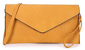 Long & Son Stile busta da donna, polso, spalla, pochette 120343, Senape giallo, Medium