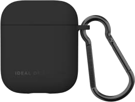 IDEAL OF SWEDEN AirPods Hülle, AirPods Protective Silikon Hülle mit Karabiner, kompatibel mit AirPods 1 & 2, Qi-Charger kompatibel, LED Charging Indicator Light (Dynamic Black)