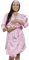 MOMMY O CLOCK Umstandsmantel und Baby-Wickeldecke, Milchseide, passender Bademantel und Wickeltuch für Mama und Baby, Hot Pink Star, L/XL (12-24)