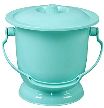 MagiDeal Pot de chambre avec couvercle, bassin crachoir résistant aux éclaboussures couleur vive enfants adultes avec poignée pratique en plastique, bleu