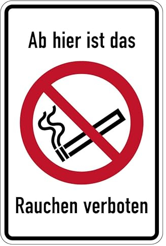 Aufkleber Verbot „Bereich Rauchverbot“ Schild Folie selbstklebend ähnl. ISO 7010 | Variante wählbar 10x15cm Made in Germany, Größen Name: Unser Betrieb ist rauchfrei!