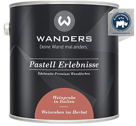 Wanders Pastell Erlebnisse 2,5L - Weinreben im Herbst/Warmes Ziegelrot - Edelmatte Wandfarbe! Küchenmöbellack und Möbelfarbe. Kreidefarbe für Holz & mehr. Hohe Deckkraft, schnell trocknend