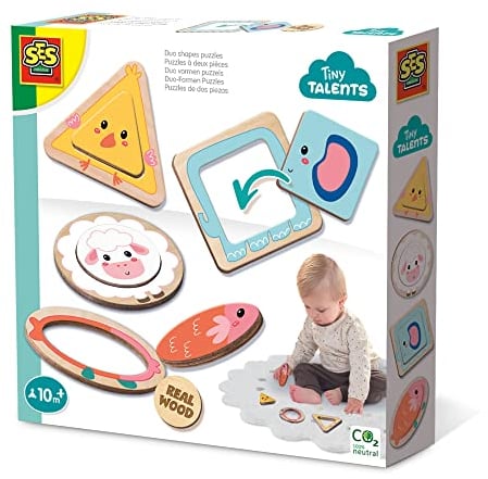 SES Creative 13130 Tiere Formen-Puzzle, Mehrfarbig