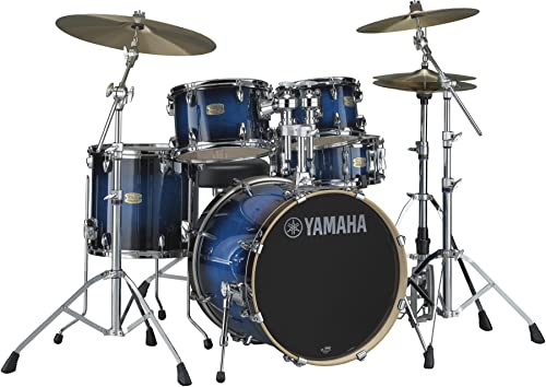 Yamaha Stage Custom Birch 5pc Drum Shell Pack With a 20 Kick Drum and 14” Snare Drum in Deep Blue Sunburst For Students and Working Drummers (SBP0F50DUS)