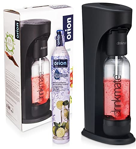 orion group Sprudler Wassersprudler Trinkwassersprudler zum Aufsprudeln von Wasser Kohlensäure für Wasser Siphonflasche schwarz AquaDream C02-Patrone, Set