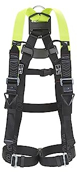 Honeywell Miller H500 Ganzkörper-Baugurt, Industriestandard IS5, mit passenden Beinschnallen, automatischem Clip an der Brust, D-Ring auf der Rückseite, belastbar 140 kg, Zitronengrün, Größe 2