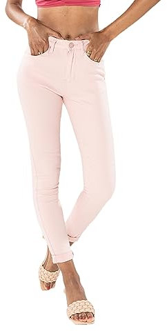 Nina Carter P109 Jean coupe skinny pour femme, taille haute, slim, moulant, stretch, Rose bébé (P109-21), S mince